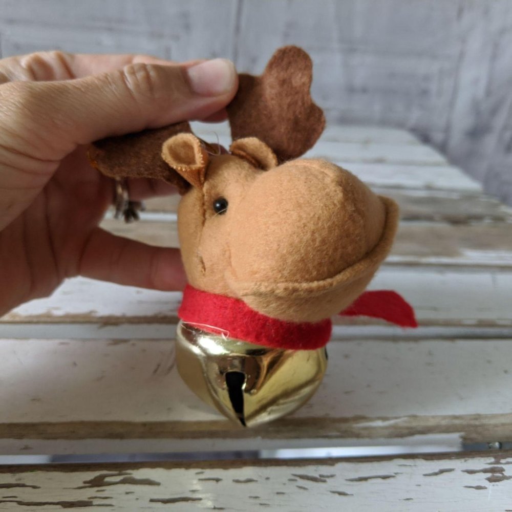 Christmas Reindeer Head Doll Bell Pendant New Year